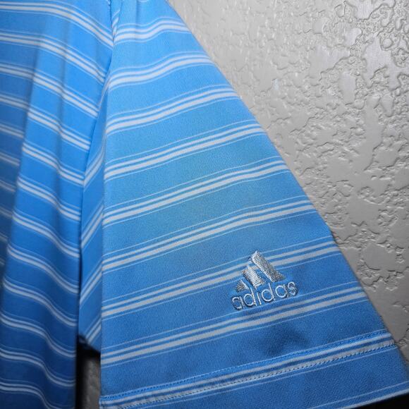 ADIDAS GOLF POLO CLIMALITE Light Blue Striped Mens Large Baker National Golfing - Picture 5 of 13